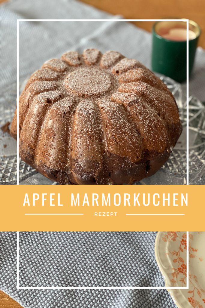 Rezept für Apfel-Marmor kuchen mit Puderzucker Pin